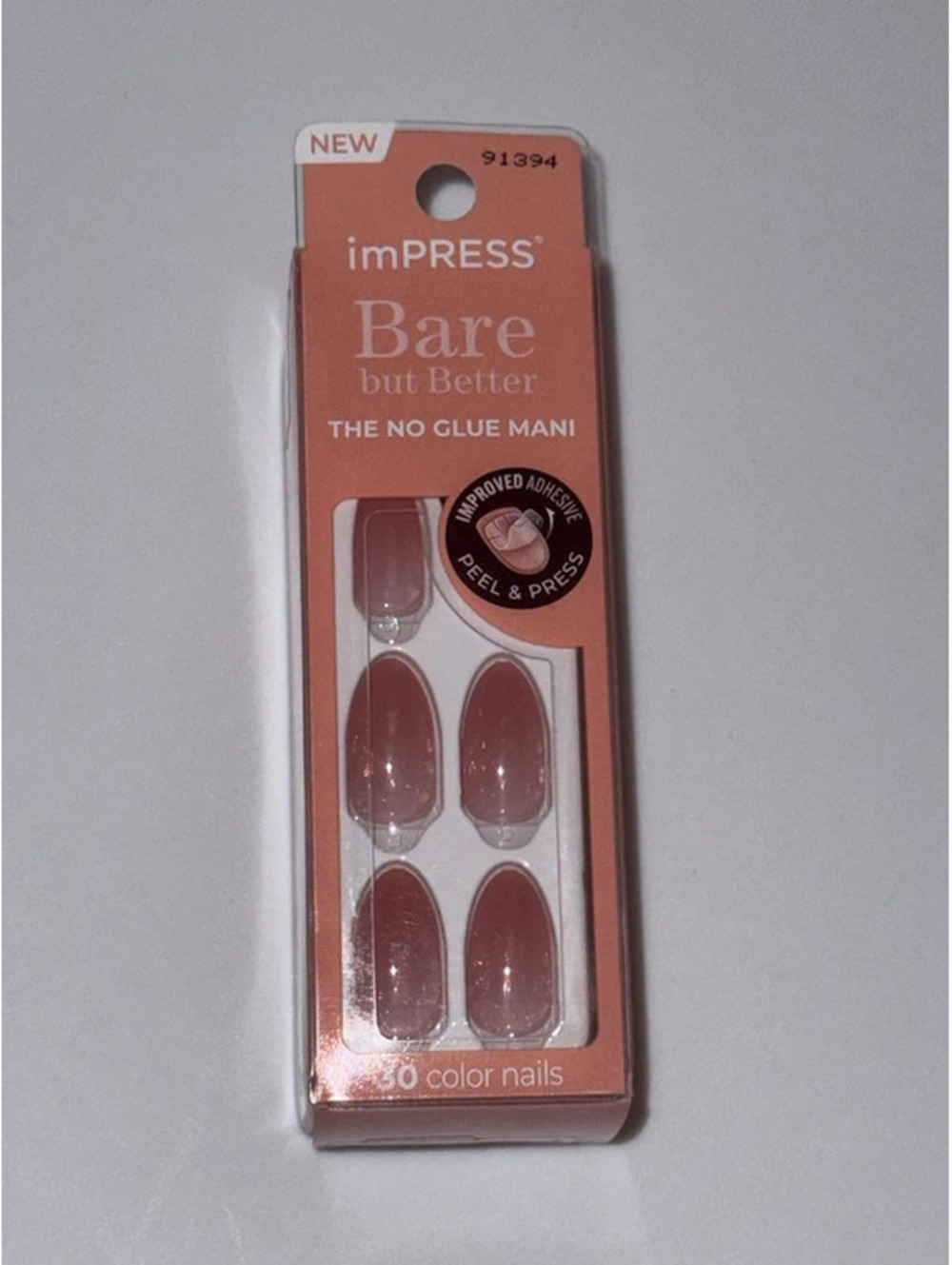 KISS imPRESS Serenity Press On Nails Medium Nude Pink 30 Count NEW